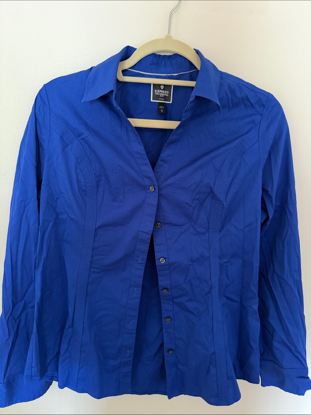 Express Women's Royal Blue Button-Up Dress Shirt